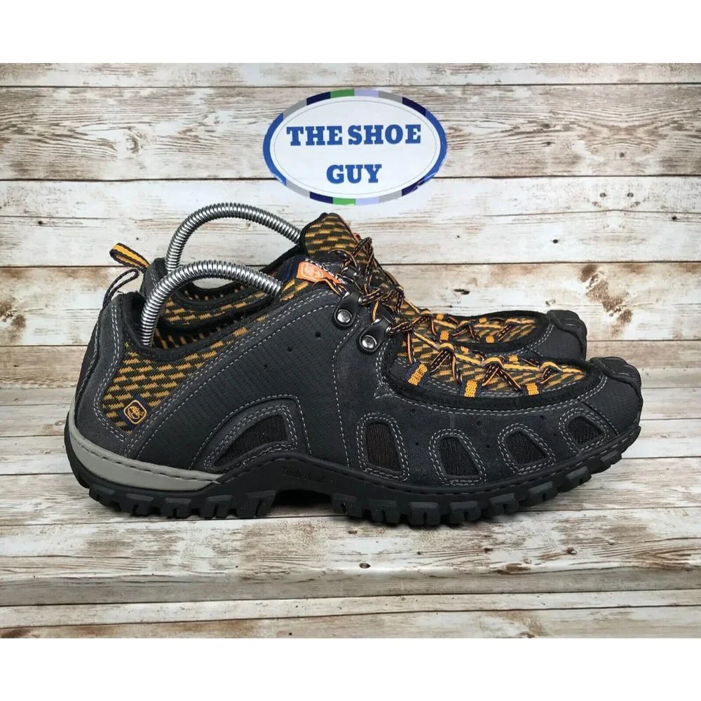 TIMBERLAND TRAVEL GEAR MEN'S SIZE 10.5 BLACK ORANGE HIKING SHOES